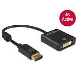 DeLOCK - Adaptér DisplayPort - DisplayPort (M) do DVI-I (F) - 20 cm - aktivní - černá 62599