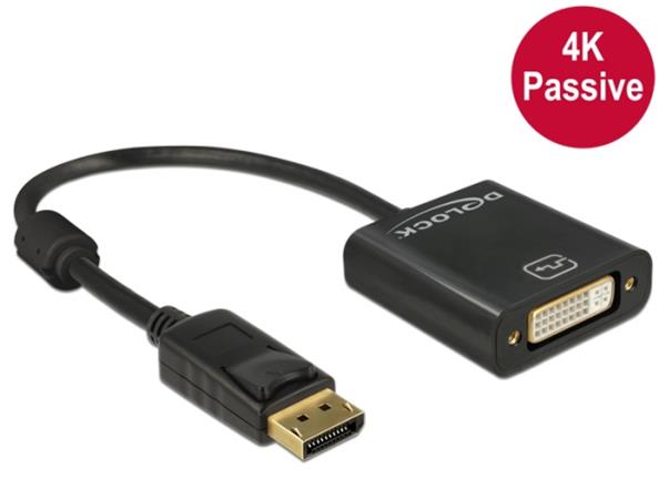 DeLOCK - Adaptér DisplayPort - DisplayPort (M) do DVI-I (F) - 20 cm - černá 62601