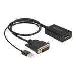 DELOCK, Adapter DVI male to DisplayPort 1.2 fema 63189