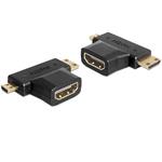 Delock adaptér HDMI-A samica > HDMI-C + HDMI-D samec, čierny 65446