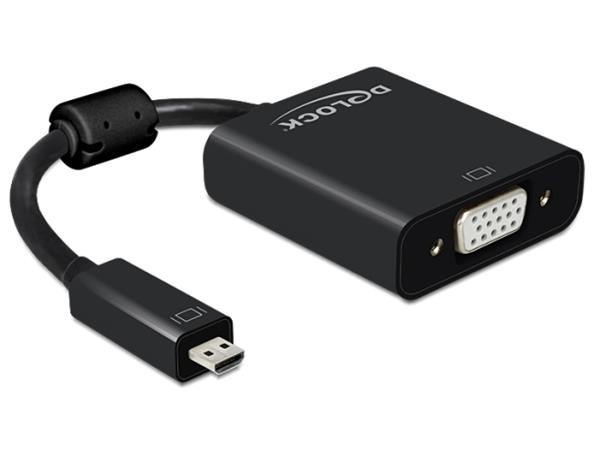 Delock adaptér HDMI Micro-D (M)> VGA (F) s funkciou audio, čierny 65558