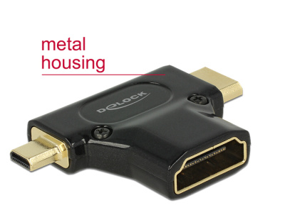 DeLOCK Adapter High Speed HDMI with Ethernet - HDMI-A female > HDMI Mini-C male + Micro-D male - HD 65666