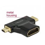 DeLOCK Adapter High Speed HDMI with Ethernet - HDMI-A female > HDMI Mini-C male + Micro-D male - HD 65666