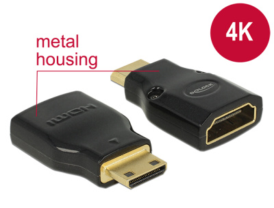 DeLOCK Adapter High Speed HDMI with Ethernet - HDMI Mini-C male > HDMI-A female 4K - HDMI adaptér - 65665