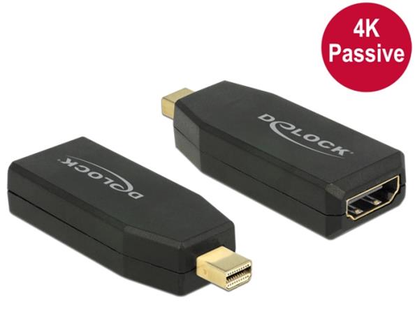 Delock adaptér mini Displayport 1.2 samec > HDMI samice 4K pasivní černý 65583