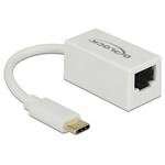 Delock Adaptér Super Speed USB (USB 3.1 Gen 1) s USB Type-C™ samec > Gigabit LAN 10/100/1000 Mbps kompaktní bílá 65906