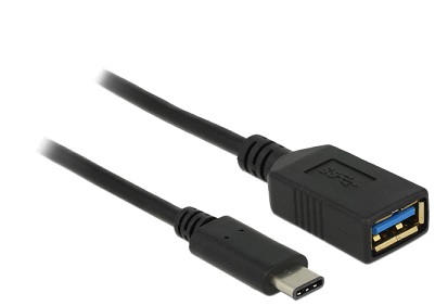 Delock adaptér SuperSpeed USB (USB 3.1, Gen 1) USB Type-C™ samec > USB Type A samice 15 cm černý 65634