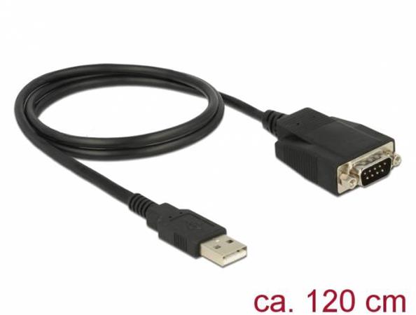 Delock Adaptér USB 2.0 Typ-A samec > 1 x Serial RS-232 DB9 samec se šrouby a maticemi ESD ochrana 62955