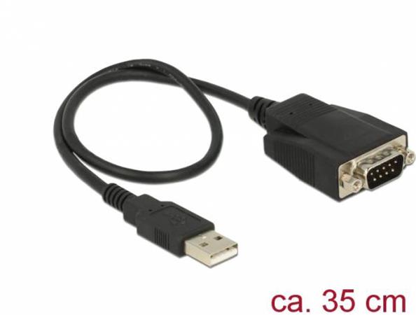 Delock Adaptér USB 2.0 Typ-A samec > 1 x Serial RS-232 DB9 samec se šrouby a maticemi ESD ochrana 62958