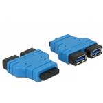 Delock adaptér USB 3.0 pin konektor samice > 2 x USB 3.0 Type-A samice – paralelní 65670