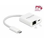 Delock Adaptér USB Type-C™ na Gigabit LAN 10/100/1000 Mbps s portem Power Delivery bílá 65402