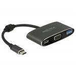 Delock Adaptér USB Type-C™ samec > VGA samice (DP Alt Mód) + USB Typ-A + USB Type-C™ PD 62992