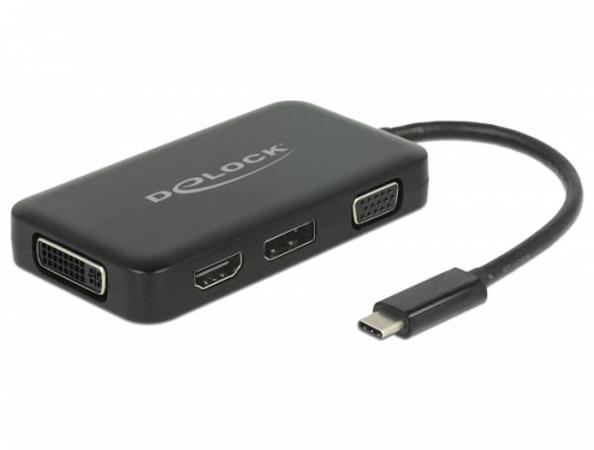 Delock Adaptér USB Type-C™ Stecker > VGA / HDMI / DVI / DisplayPort samice černý 63929