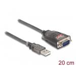 Delock Adaptér z USB 2.0 A na 1 x 9 pinový zástrčkový konektor RS-232 D-Sub s maticemi, se 3 x LED, délky 0,2m 61412