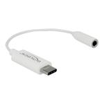 Delock - Audio adaptér - 24 pin USB-C (M) do mini-phone stereo 3.5 mm (F) - USB 2.0 - 14 cm - bílá 65925