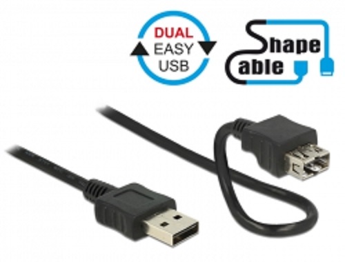 Delock Cable EASY-USB 2.0 Type-A male > EASY-USB 2.0 Type-A female ShapeCable 0.2 m 83662