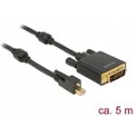 Delock Cable mini Displayport 1.2 male with screw > DVI male 4K 30 Hz Active 5 m black 85637