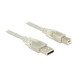 Delock Cable USB 2.0 Type-A male > USB 2.0 Type-B male 1m transparent 83892