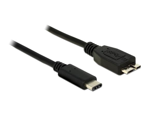 Delock Černý SuperSpeed kabel USB 10 Gbps (USB 3.1, Gen 2) USB Type-C™ samec > USB type Micro-B samec 1 m 83677