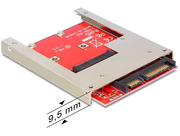 DeLOCK Converter SATA 22 pin > mSATA with 2.5" Frame - Adaptér rozhraní - mSATA - mSATA - SAS 6Gb/s 61892