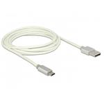 Delock Data and Charging Cable USB 2.0 Type-A male > USB 2.0 Micro-B male with textile shielding white 200 cm 83917