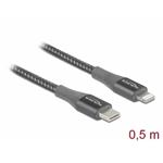 Delock Datový a nabíjecí kabel USB Type-C™ na Lightning™ pro iPhone™, iPad™ a iPod™ šedá 0,5 m MFi 86630