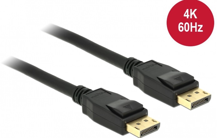 Delock Displayport 1.2 kabel samec > Displayport samec 4K 60 Hz 0,5 m 85506