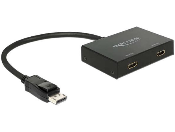 Delock Displayport 1.2 Splitter 1 x Displayport in > 2 x HDMI out 4K 87666