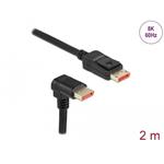 Delock DisplayPort kabel samec přímý na samec 90° pravoúhlý dolů 8K 60 Hz 2m 87051