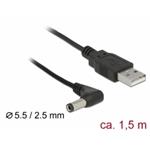 DeLOCK - Elektrický kabel - DC jack 5,5 x 2,5 mm (M) pravoúhlý do USB (pouze napájení) (M) - 1.5 m 85588