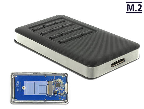 Delock Externí pouzdro M.2 Key B 42 mm SSD > USB 3.0 Type Micro-B samice s funkcí šifrování 42594