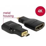 DeLOCK - HDMI adaptér - mikro HDMI (M) do HDMI (F) - černá - podporuje 4K 65664