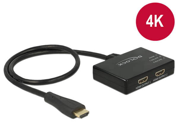 Delock HDMI Splitter 1 x HDMI in > 2 x HDMI out 4K 87700