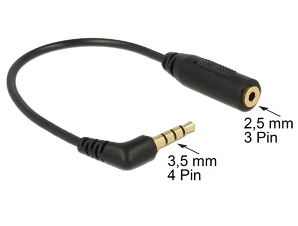 DeLOCK - Headphones adapter - stereo mikro jack (F) do 4 pólový mini jack (M) úhlový - 17.5 cm - če