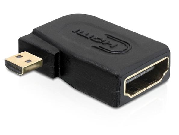 DeLOCK High Speed HDMI with Ethernet - HDMI adaptér - mikro HDMI (M) do HDMI (F) - konektor 90° 65352