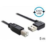 Delock kabel EASY-USB 2.0-A samec pravoúhlý > USB 2.0-B samec, 5 m 83377