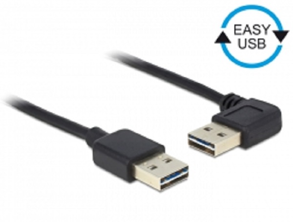 Delock Kabel EASY-USB 2.0 Typ-A samec > EASY-USB 2.0 Typ-A samec pravoúhlý levý / pravý 0,5 m 85176