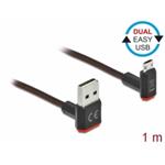 Delock Kabel EASY-USB 2.0 Typ-A samec na EASY-USB Typ Micro-B samec pravoúhlý nahoru / dolů 1 m černý 85266