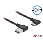 Delock Kabel EASY-USB 2.0 Typ-A samec na USB Type-C™ samec pravoúhlý levý / pravý 0,2 m černý 85279