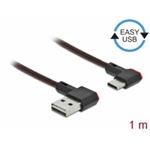 Delock Kabel EASY-USB 2.0 Typ-A samec na USB Type-C™ samec pravoúhlý levý / pravý 1 m černý 85281