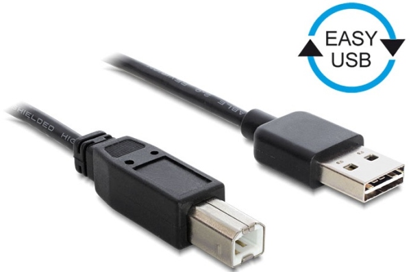 Delock Kabel EASY-USB 2.0 Typ-A samec > USB 2.0 Typ-B samec 5 m černý 85553