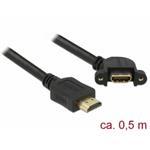 Delock Kabel HDMI-A samec > HDMI-A samice montážní panel 110° pravoúhlý 4K 30 Hz 0,5 m 85467