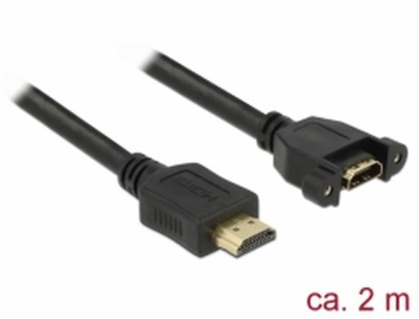 Delock Kabel HDMI-A samec > HDMI-A samice montážní panel 4K 30 Hz 2 m 85464
