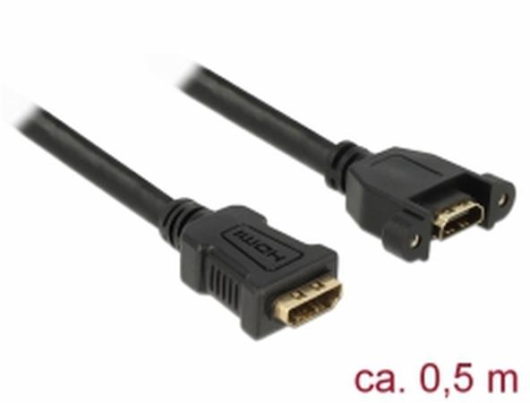 Delock Kabel HDMI-A samice > HDMI-A samice montážní panel 4K 30 Hz 0,5 m 85465