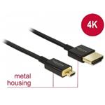 Delock Kabel High Speed HDMI s Ethernetem - HDMI-A samec > HDMI Micro-D samec 3D 4K 2 m Slim Premium 84783