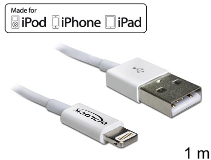 DeLOCK - Kabel Lightning - Lightning (M) do USB (M) - 1 m - bílá - pro Apple iPad/iPhone/iPod (Ligh 83560