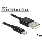 DeLOCK - Kabel Lightning - Lightning (M) do USB (M) - 1 m - černá - pro Apple iPad/iPhone/iPod (Lig 83561