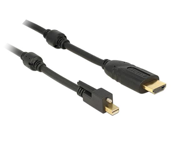 Delock Kabel mini Displayport 1.2 samec se šroubky > HDMI samec 4K aktivní černý 2 m 83730