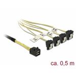 Delock Kabel Mini SAS HD SFF-8643 > 4 x SATA 7 Pin pravoúhlý 0,5 m 85684