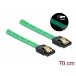Delock Kabel SATA 6 Gb/s s UV zářivým efektem, zelený, 70 cm 82112